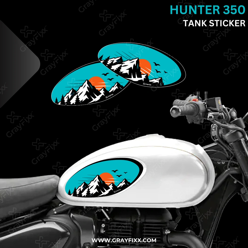 Tank Side Sticker Compatible with Hunter 350 | Made in Premium Gloss Vinyl with FPF (Fade Protection Film), Precut Sticker, Waterproof, Pack of 1